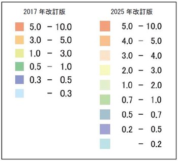 水位の色分けについて